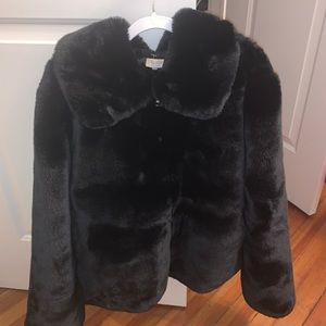 rare brandy melville faux fur black coat! Nwot